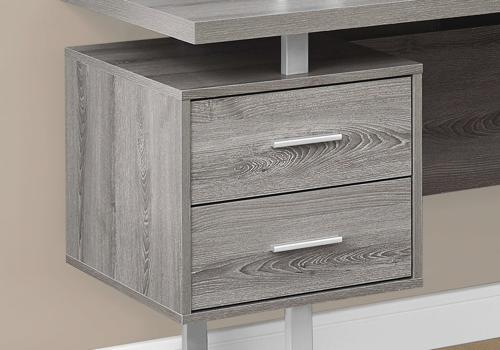 Dark Taupe Silver Particle Board Hollow Core Metal Computer Desk By Homeroots - 333469 | Desks | Modishstore - 2
