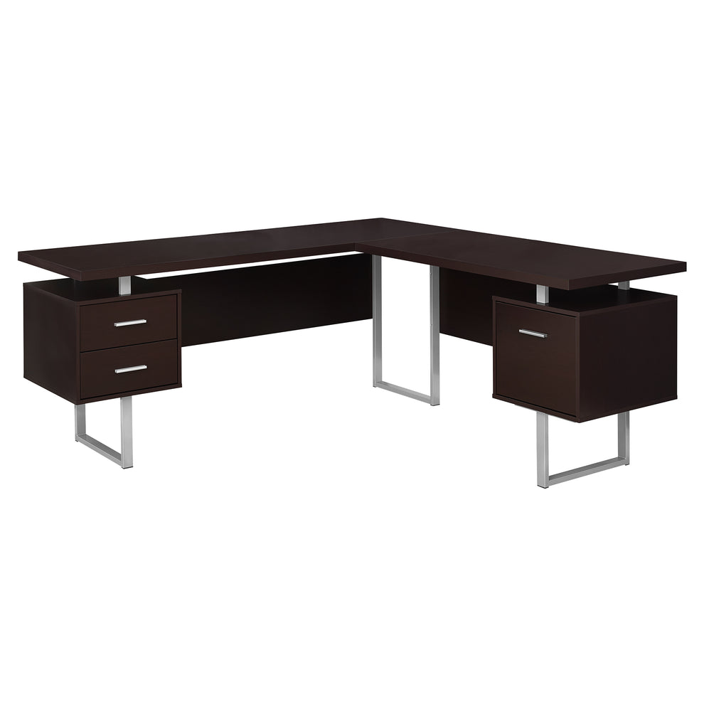 Dark Taupe Silver Particle Board Hollow Core Metal Computer Desk By Homeroots - 333469 | Desks | Modishstore - 5
