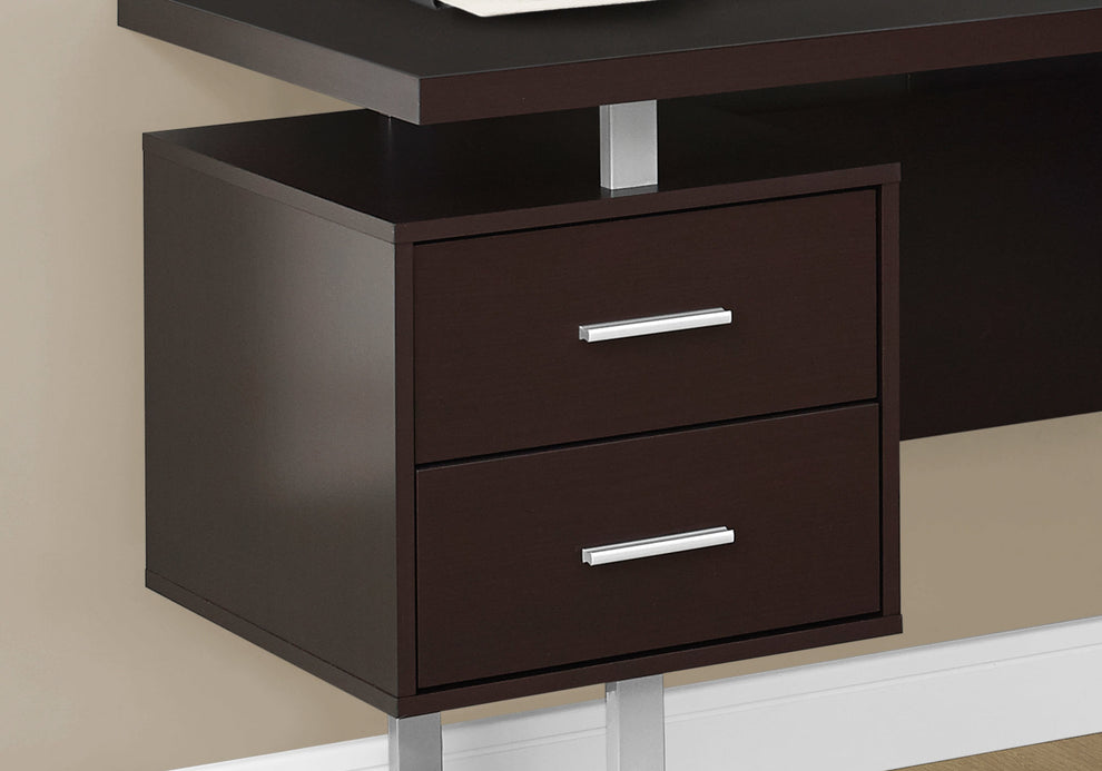 Dark Taupe Silver Particle Board Hollow Core Metal Computer Desk By Homeroots - 333469 | Desks | Modishstore - 6