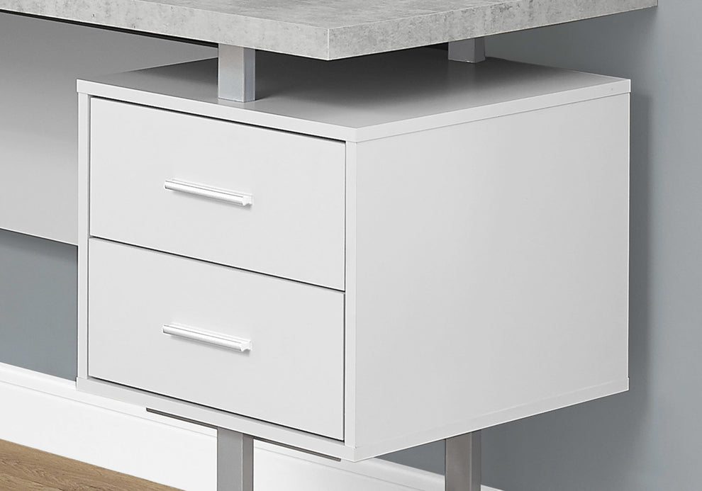 Dark Taupe Silver Particle Board Hollow Core Metal Computer Desk By Homeroots - 333469 | Desks | Modishstore - 14