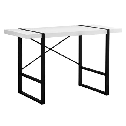 White Black Particle Board Hollow Core Metal Computer Desk By Homeroots | Desks | Modishstore