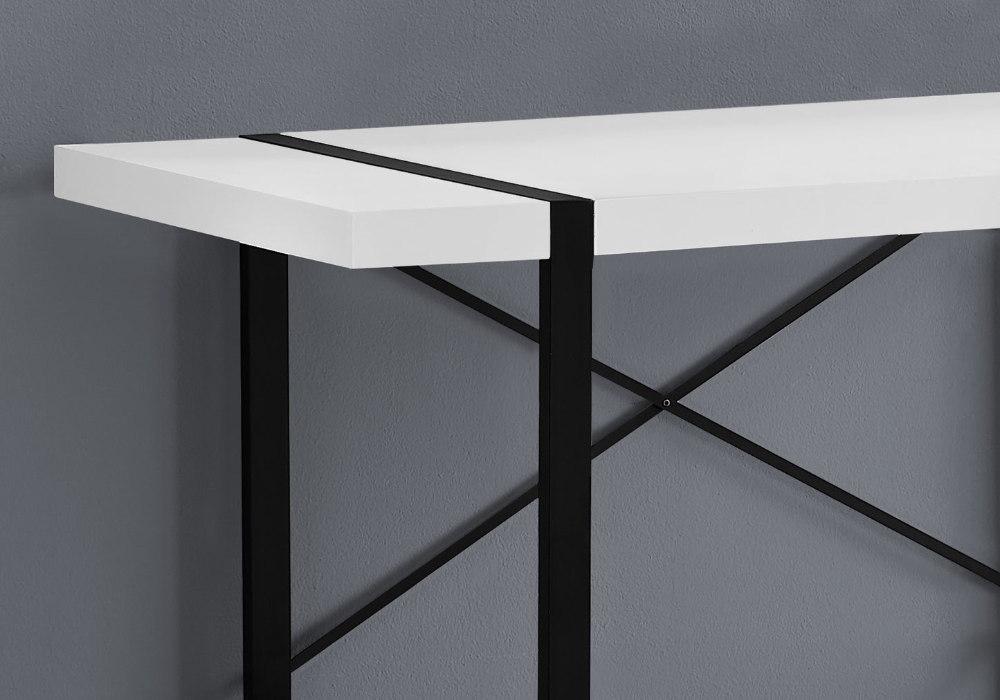 White Black Particle Board Hollow Core Metal Computer Desk By Homeroots | Desks | Modishstore - 2