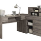 Dark Taupe Particle Board Hollow Core Computer Desk By Homeroots - 333475 | Desks | Modishstore