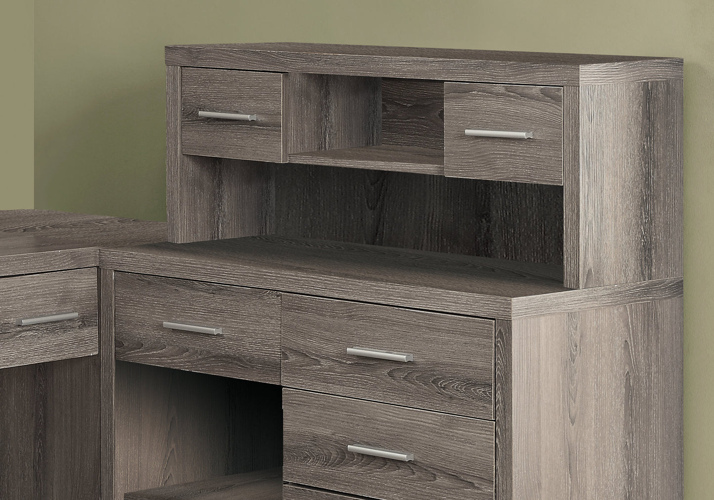Dark Taupe Particle Board Hollow Core Computer Desk By Homeroots - 333475 | Desks | Modishstore - 2