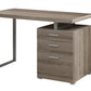 Dark Taupe Silver Particle Board Hollow Core Metal Computer Desk By Homeroots - 333477 | Desks | Modishstore - 2