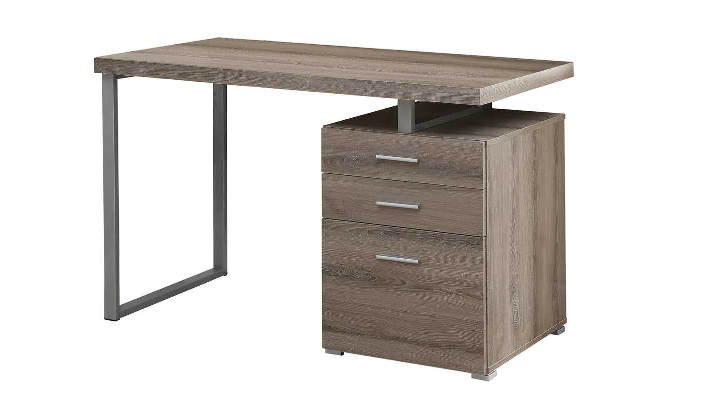 Dark Taupe Silver Particle Board Hollow Core Metal Computer Desk By Homeroots - 333477 | Desks | Modishstore - 2