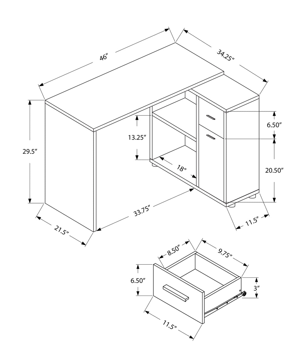 29.5" Particle Board and Laminate Computer Desk with a Storage Cabinet By Homeroots | Desks | Modishstore - 9