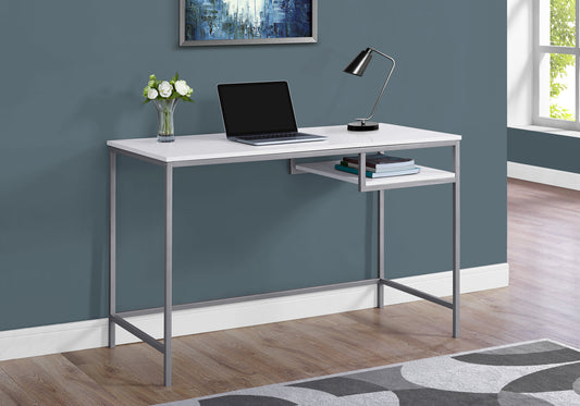 30" White MDF and White Metal Computer Desk By Homeroots | Desks | Modishstore