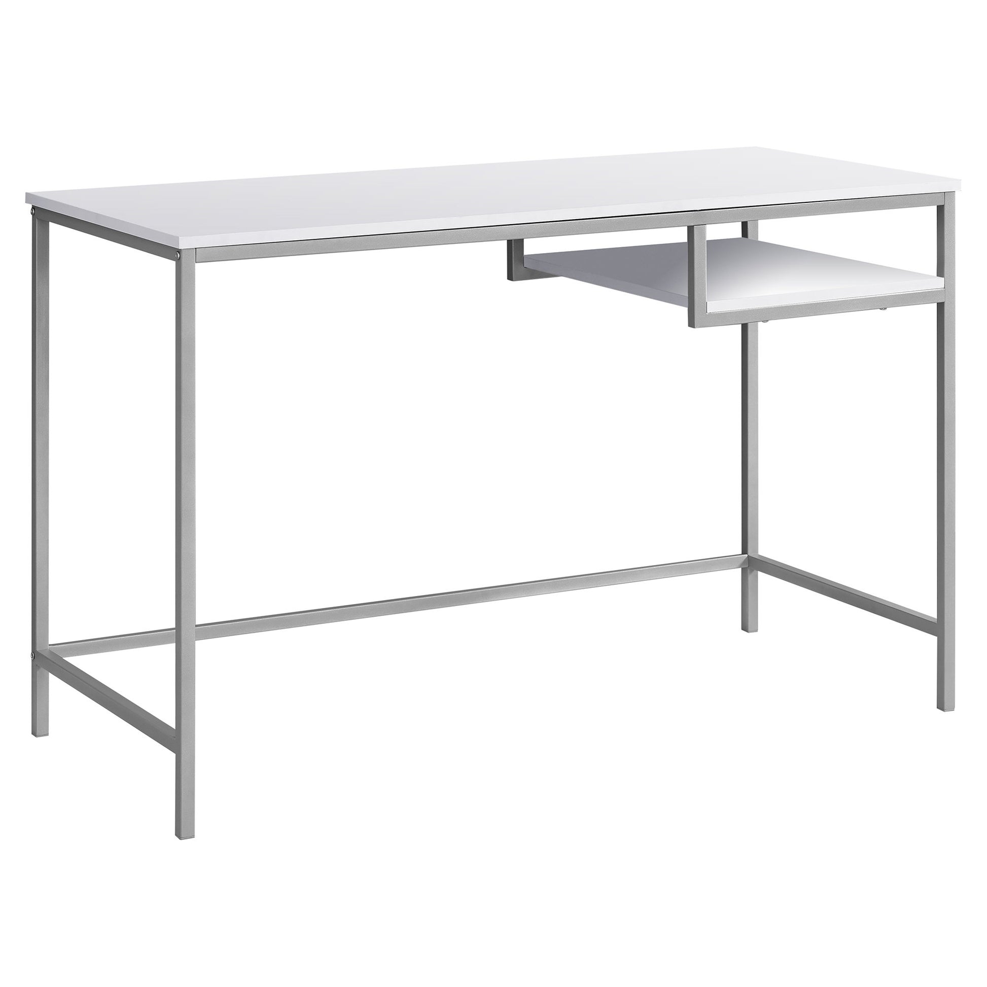 30" White MDF and White Metal Computer Desk By Homeroots | Desks | Modishstore - 2