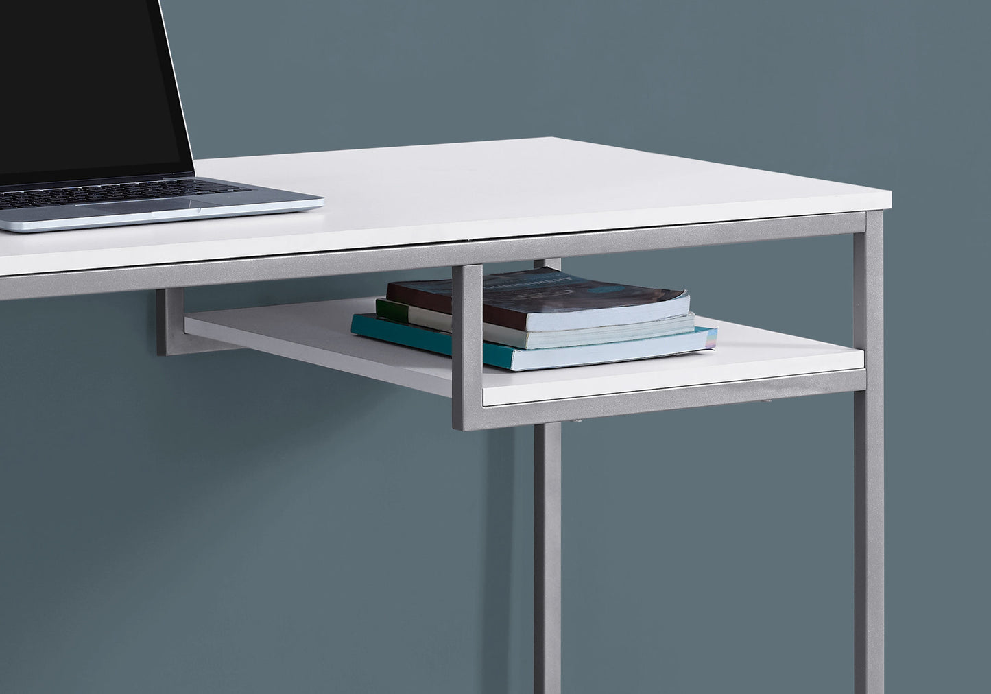 30" White MDF and White Metal Computer Desk By Homeroots | Desks | Modishstore - 3