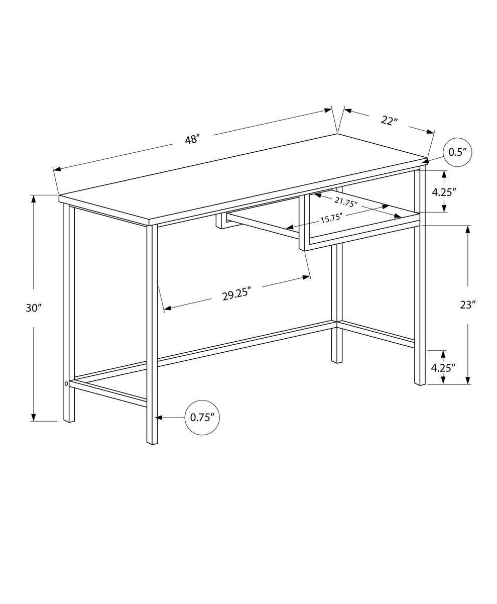 30" White MDF and White Metal Computer Desk By Homeroots | Desks | Modishstore - 9