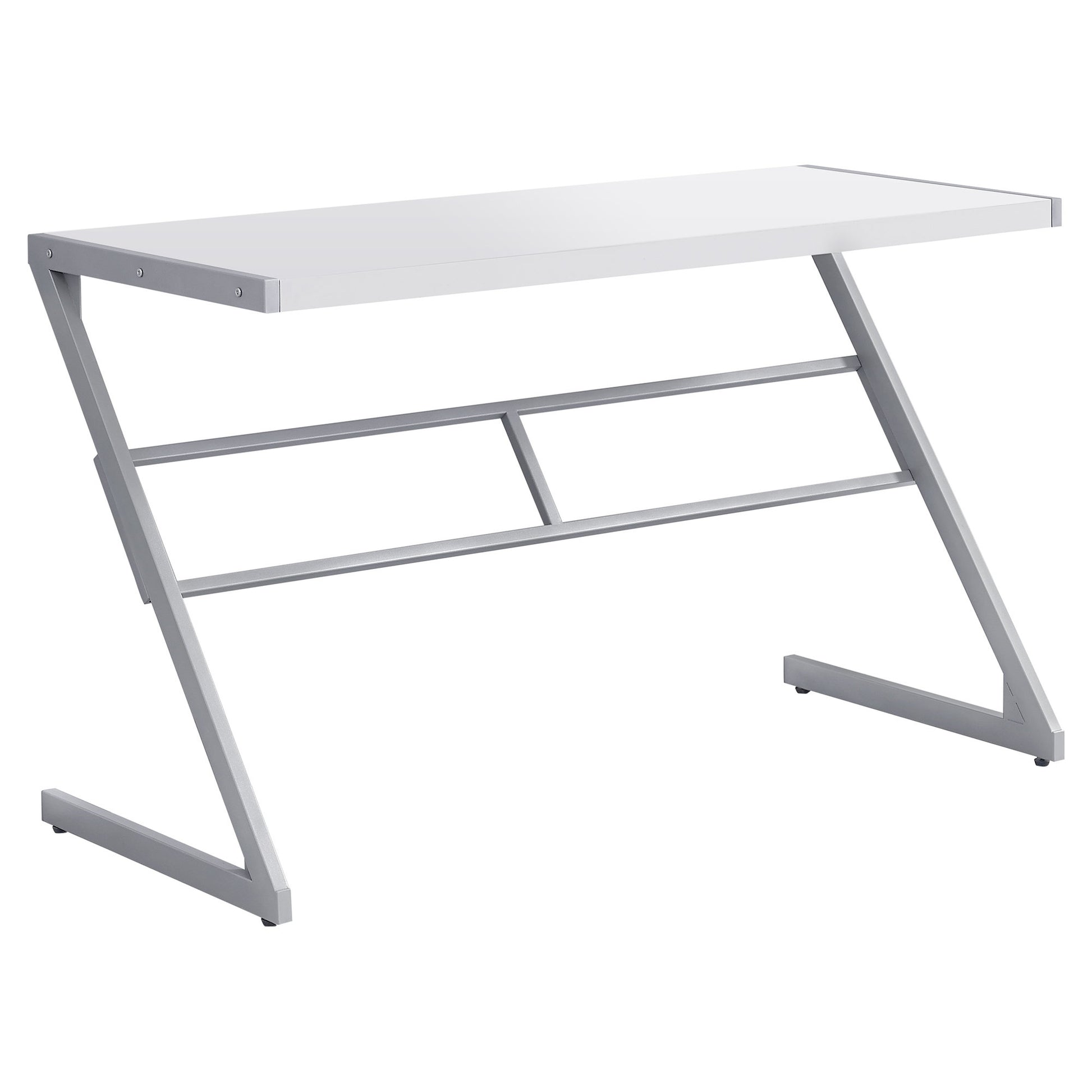 White Silver Mdf Metal Computer Desk By Homeroots | Desks | Modishstore