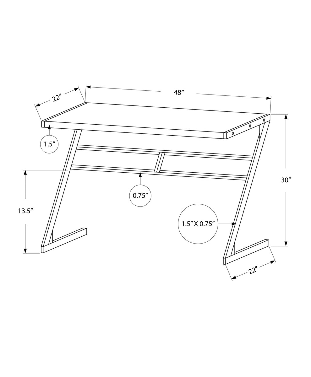 White Silver Mdf Metal Computer Desk By Homeroots | Desks | Modishstore - 3