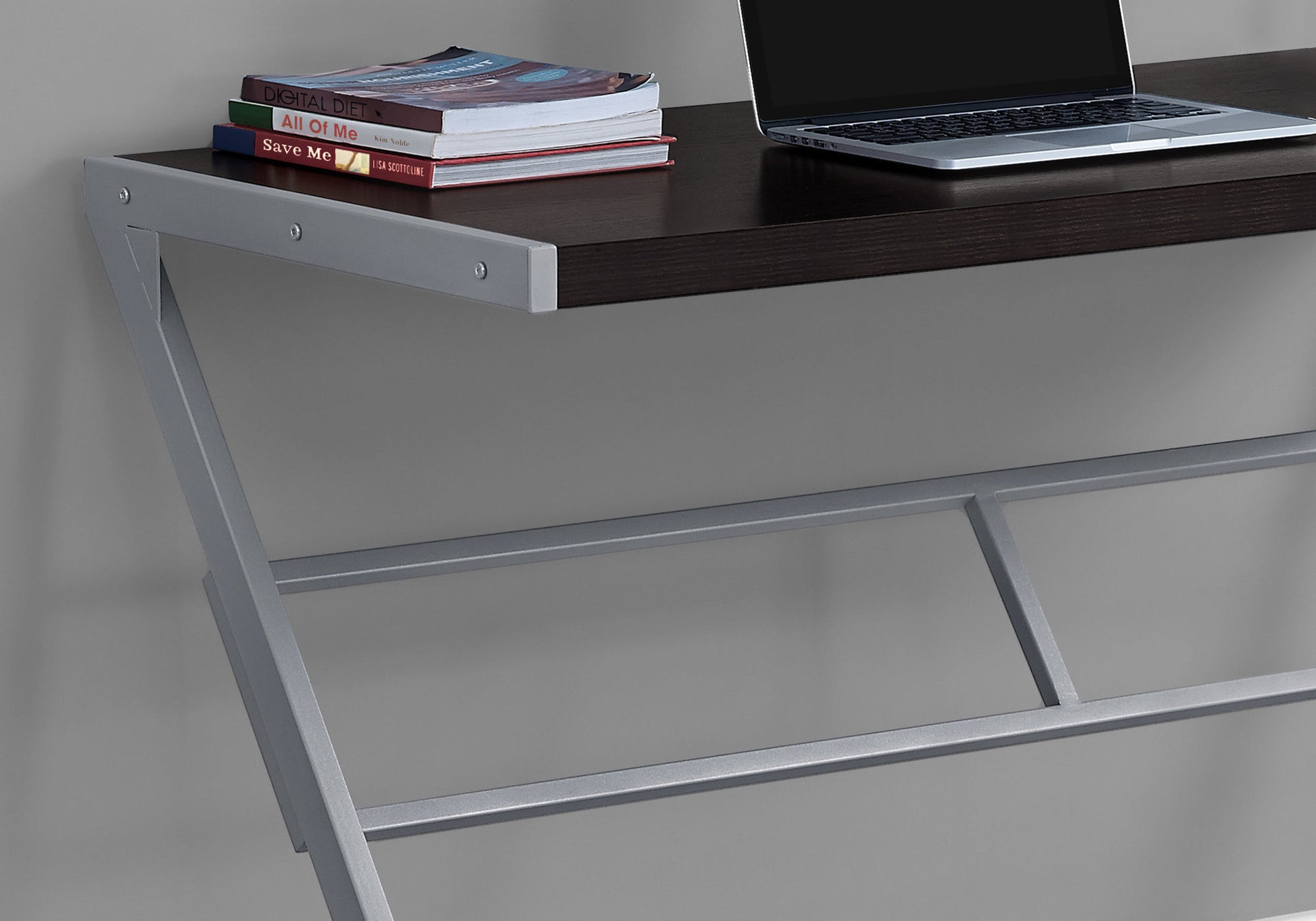 White Silver Mdf Metal Computer Desk By Homeroots | Desks | Modishstore - 10