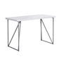 White Silver Metal Hollow Core Particle Board Computer Desk By Homeroots | Desks | Modishstore
