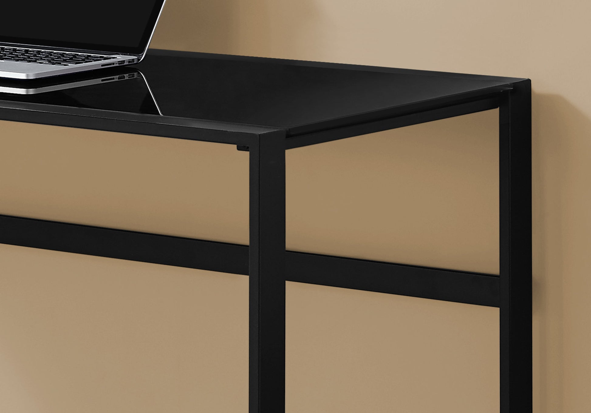 Black Tempered Glass Metal Computer Desk By Homeroots | Desks | Modishstore - 2