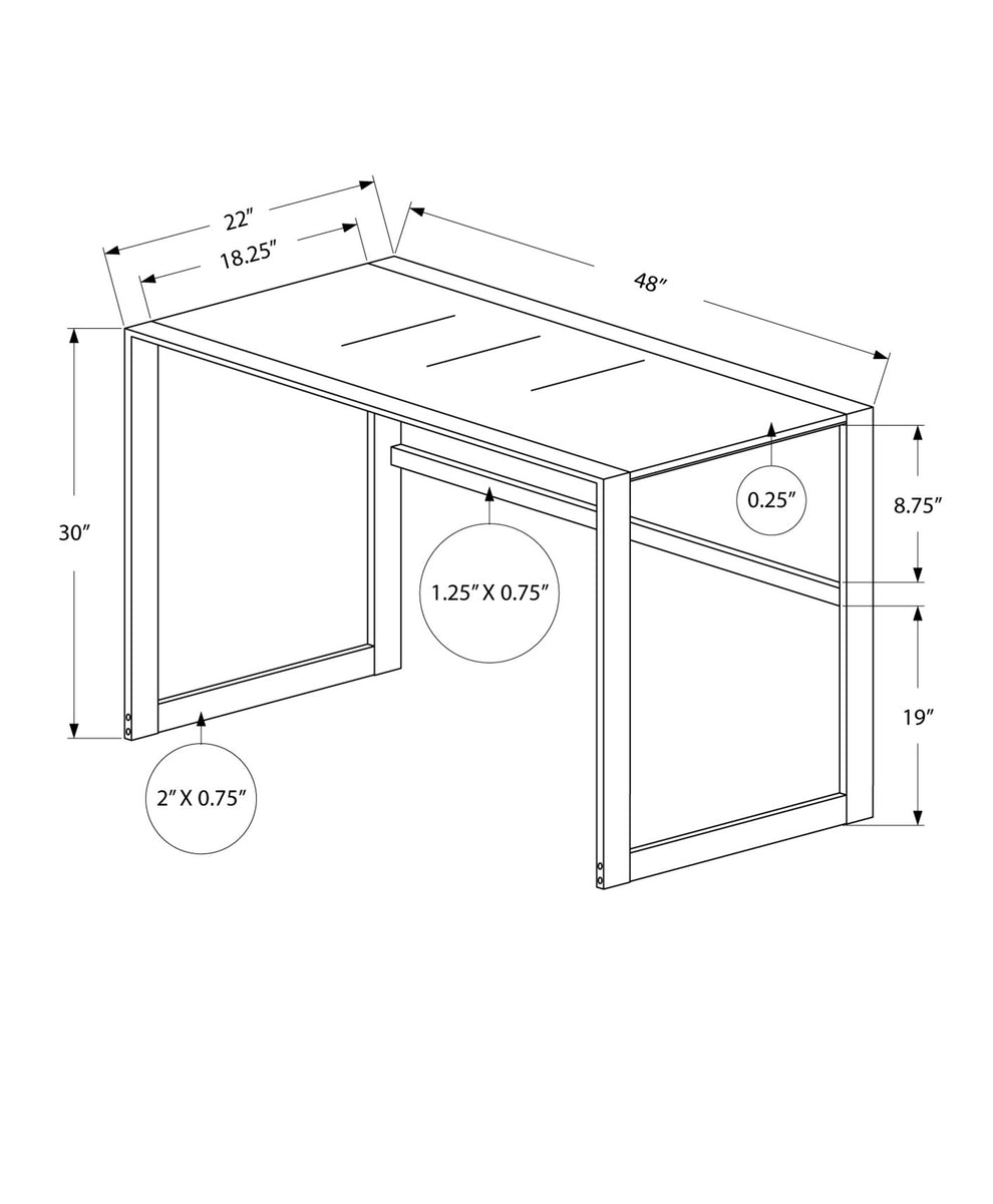 Black Tempered Glass Metal Computer Desk By Homeroots | Desks | Modishstore - 3