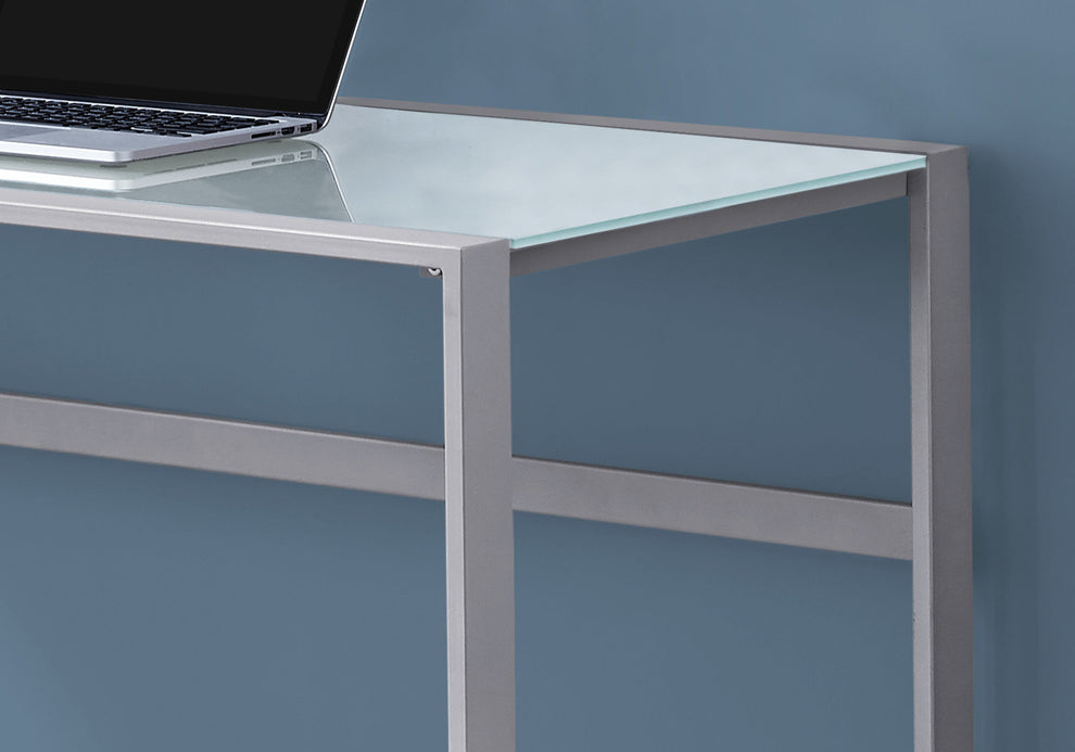 Black Tempered Glass Metal Computer Desk By Homeroots | Desks | Modishstore - 6