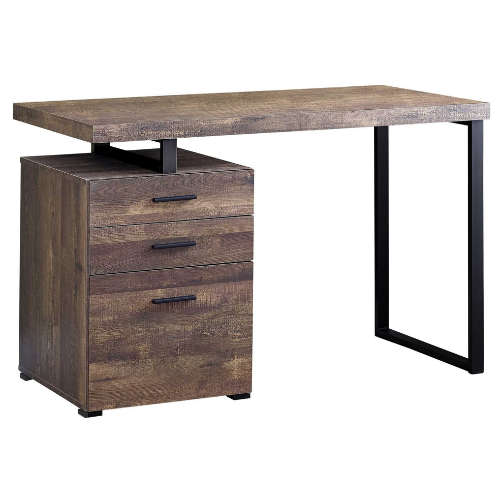 Brown Black Particle Board Hollow Core Metal Computer Desk By Homeroots - 333509 | Desks | Modishstore - 2