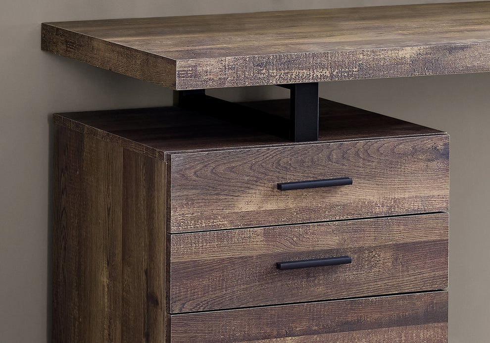 Brown Black Particle Board Hollow Core Metal Computer Desk By Homeroots - 333509 | Desks | Modishstore - 3