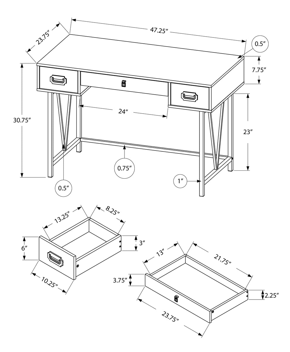Brown Black Particle Board Hollow Core Metal Computer Desk By Homeroots - 333513 | Desks | Modishstore - 7