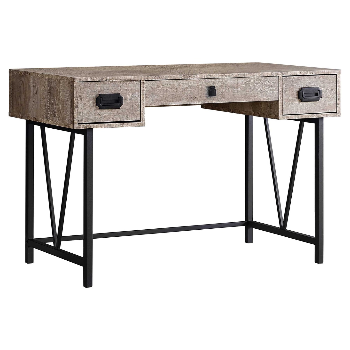 Brown Black Particle Board Hollow Core Metal Computer Desk By Homeroots - 333513 | Desks | Modishstore - 9