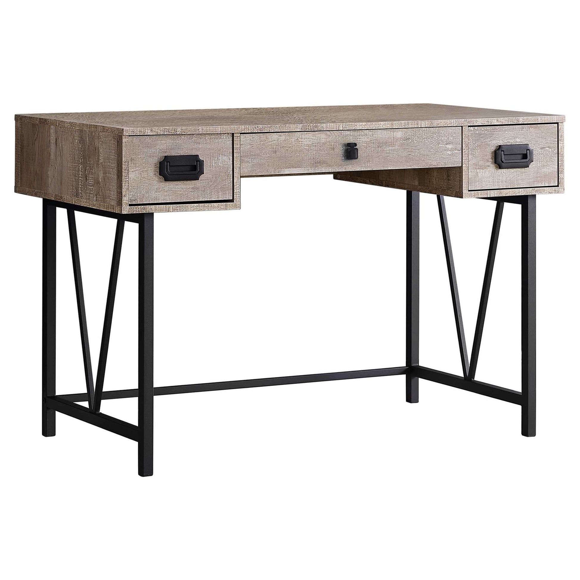 Brown Black Particle Board Hollow Core Metal Computer Desk By Homeroots - 333513 | Desks | Modishstore - 9