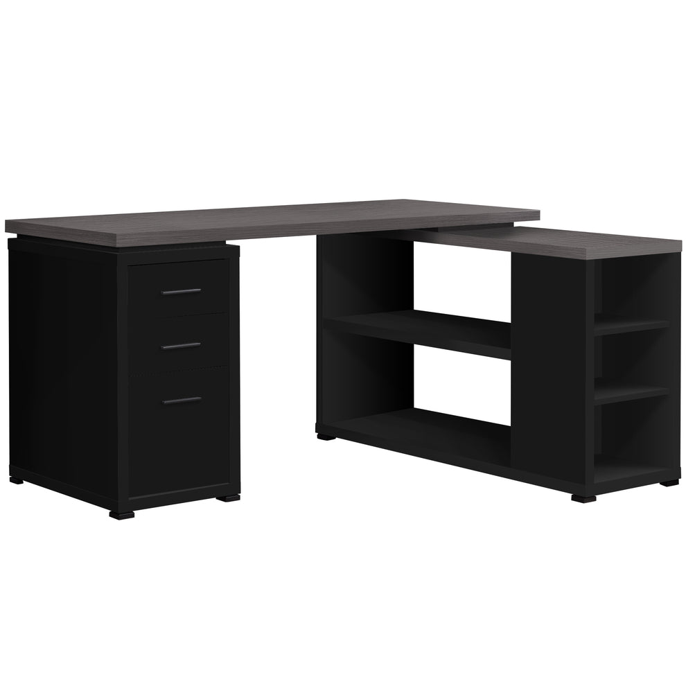 Black Grey Particle Board Hollow Core Computer Desk With A Grey Top By Homeroots | Desks | Modishstore