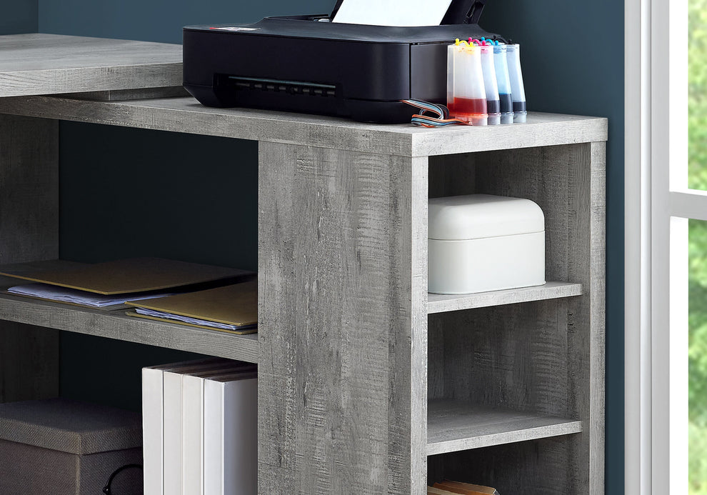 Black Grey Particle Board Hollow Core Computer Desk With A Grey Top By Homeroots | Desks | Modishstore - 10