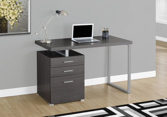 Grey Silver Particle Board Hollow Core Metal Computer Desk By Homeroots | Desks | Modishstore