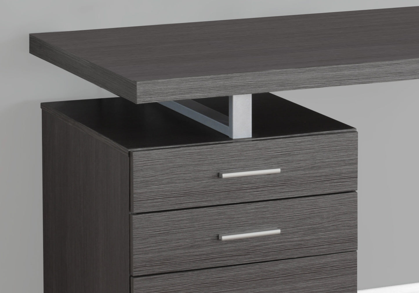Grey Silver Particle Board Hollow Core Metal Computer Desk By Homeroots | Desks | Modishstore - 3