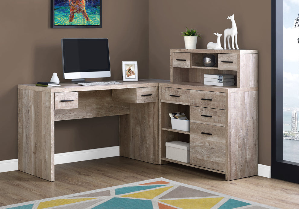 Taupe Particle Board Hollow Core Computer Desk By Homeroots | Desks | Modishstore