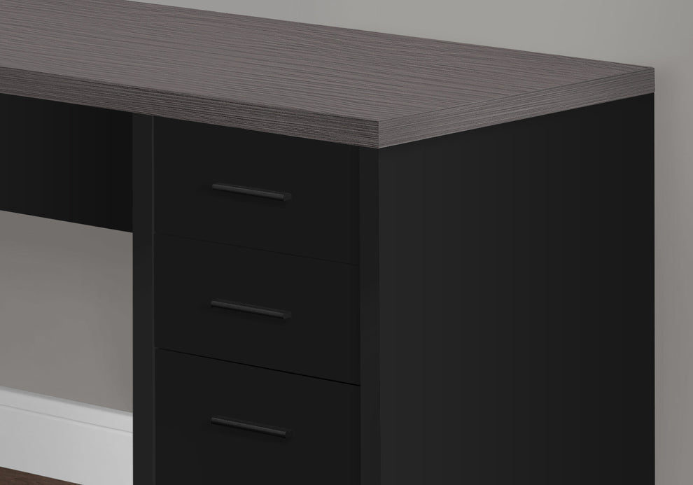 Black Clear Grey Particle Board Hollow Core Computer Desk By Homeroots | Desks | Modishstore - 2