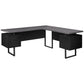Black Grey Particle Board Hollow Core Metal Computer Desk By Homeroots - 333530 | Desks | Modishstore