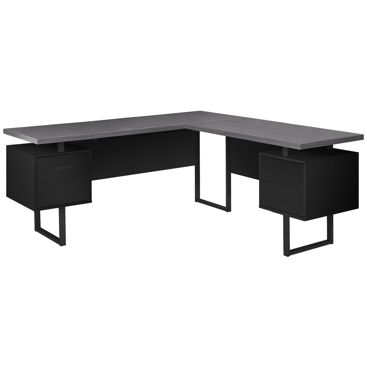 Black Grey Particle Board Hollow Core Metal Computer Desk By Homeroots - 333530 | Desks | Modishstore