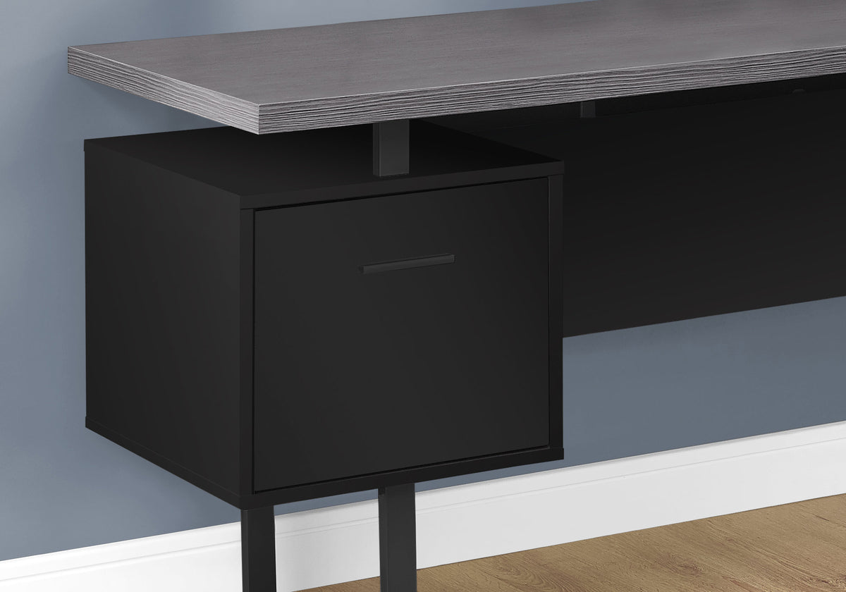 Black Grey Particle Board Hollow Core Metal Computer Desk By Homeroots - 333530 | Desks | Modishstore - 2
