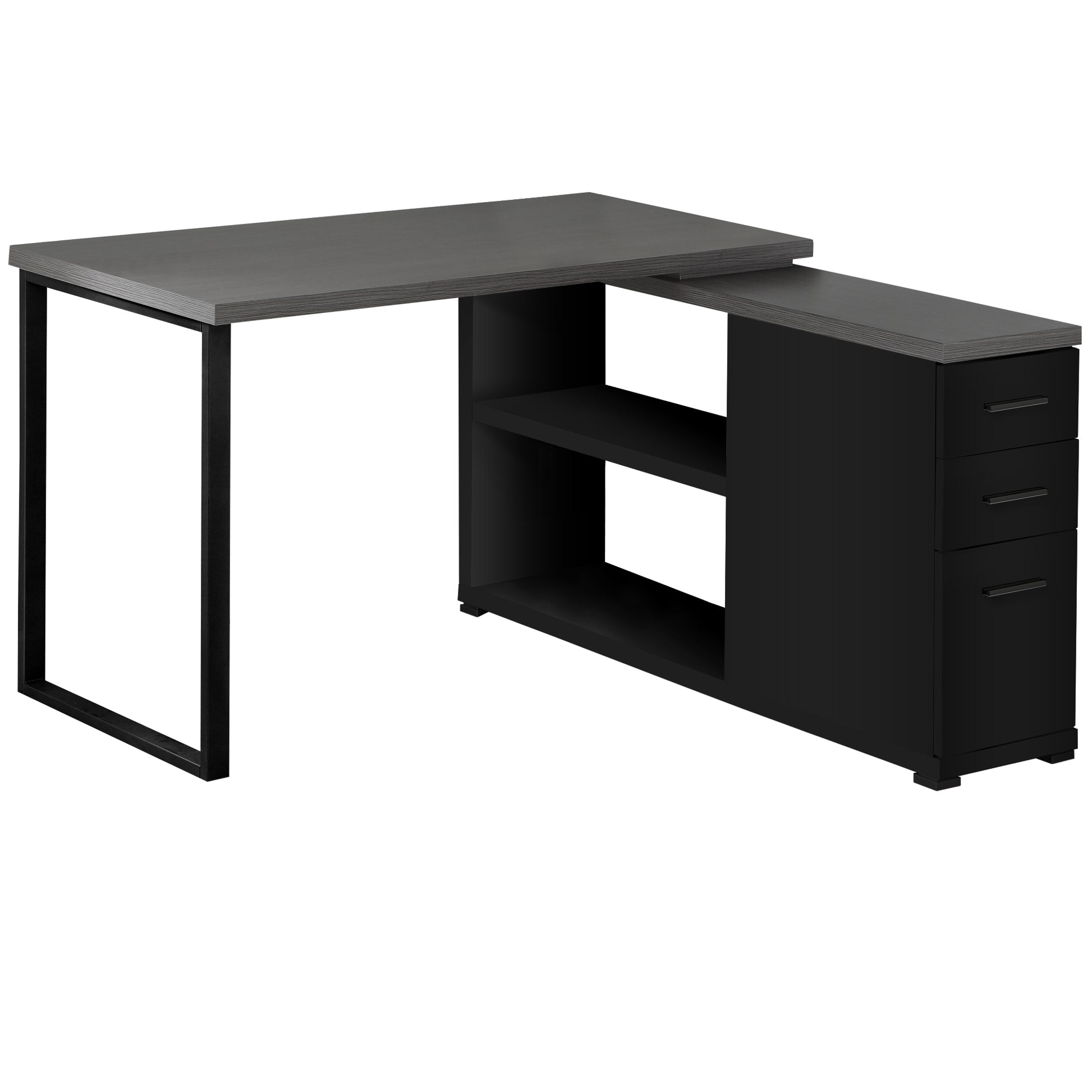 Black Grey Particle Board Hollow Core Metal Computer Desk With A Grey Top By Homeroots | Desks | Modishstore