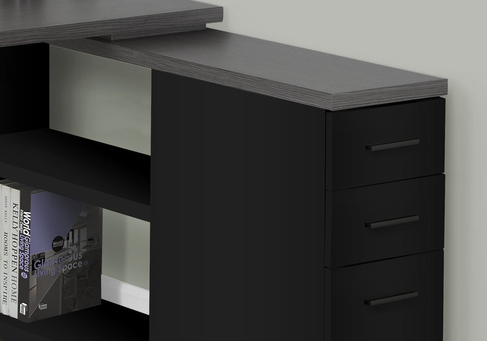 Black Grey Particle Board Hollow Core Metal Computer Desk With A Grey Top By Homeroots | Desks | Modishstore - 2