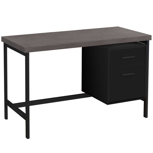 Black Grey Particle Board Hollow Core Metal Computer Desk By Homeroots - 333535 | Desks | Modishstore