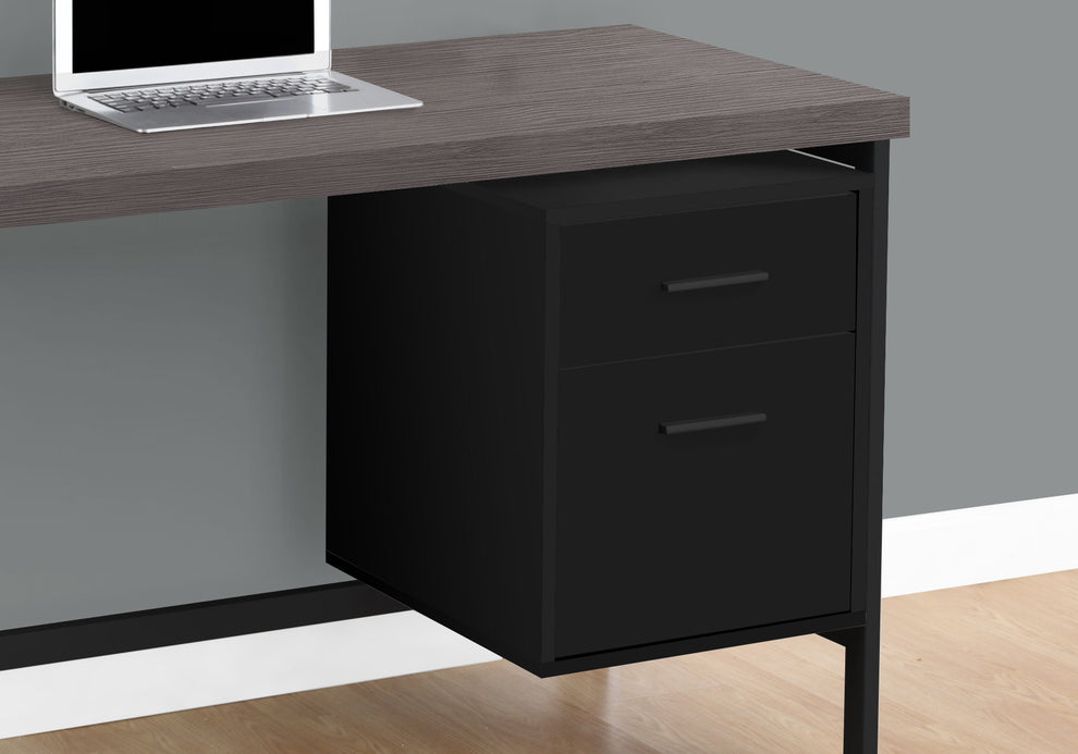 Black Grey Particle Board Hollow Core Metal Computer Desk By Homeroots - 333535 | Desks | Modishstore - 2