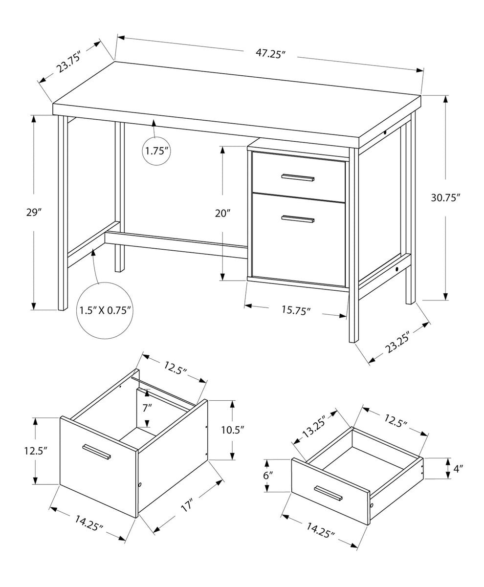 Black Grey Particle Board Hollow Core Metal Computer Desk By Homeroots - 333535 | Desks | Modishstore - 3