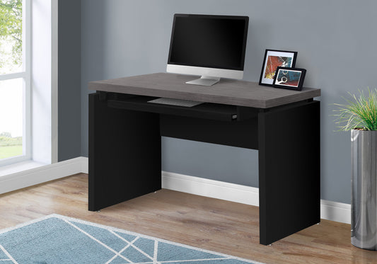 30.75" Black Particle Board MDF and Laminate Computer Desk with a Grey Top By Homeroots | Desks | Modishstore