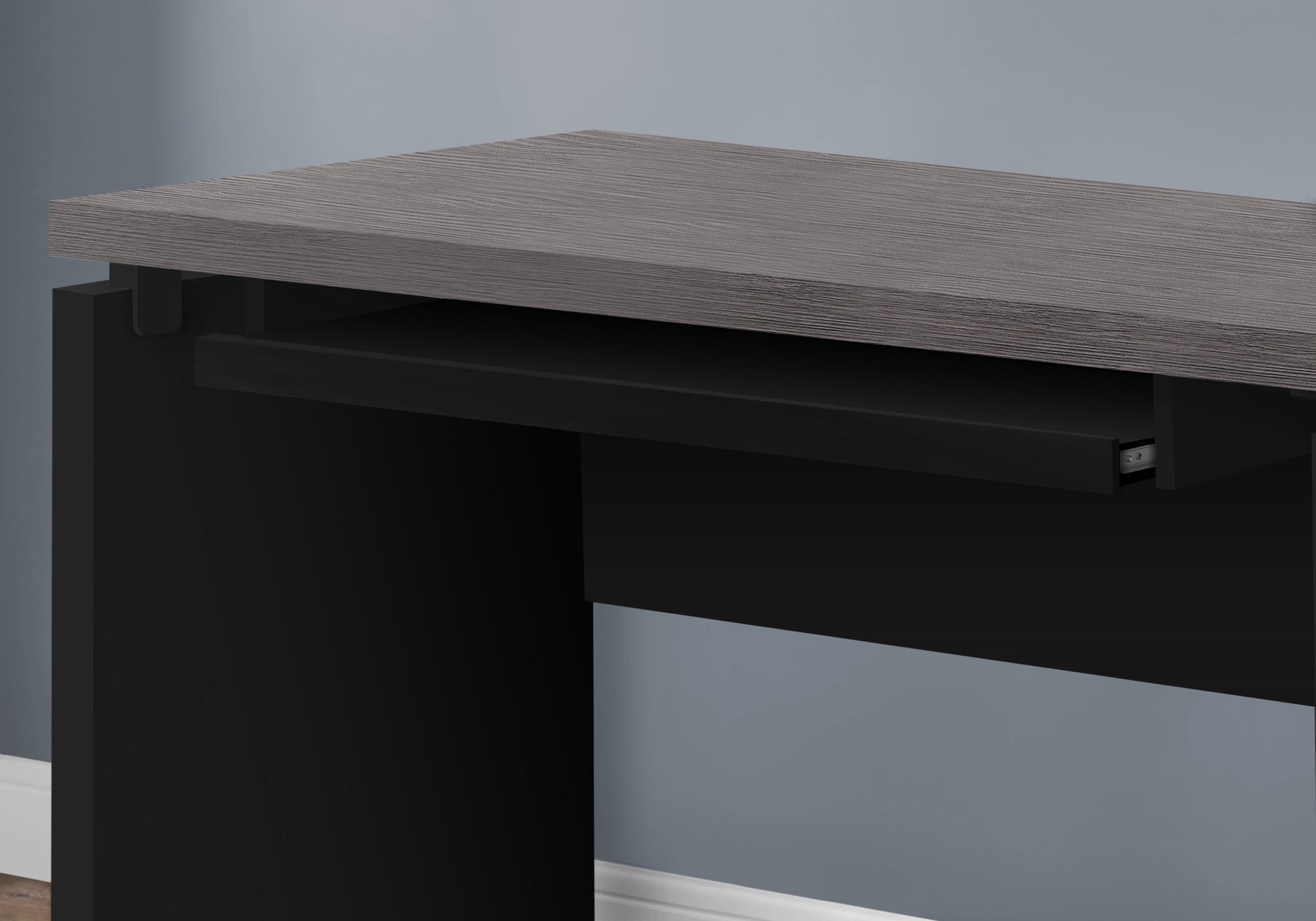 30.75" Black Particle Board MDF and Laminate Computer Desk with a Grey Top By Homeroots | Desks | Modishstore - 3