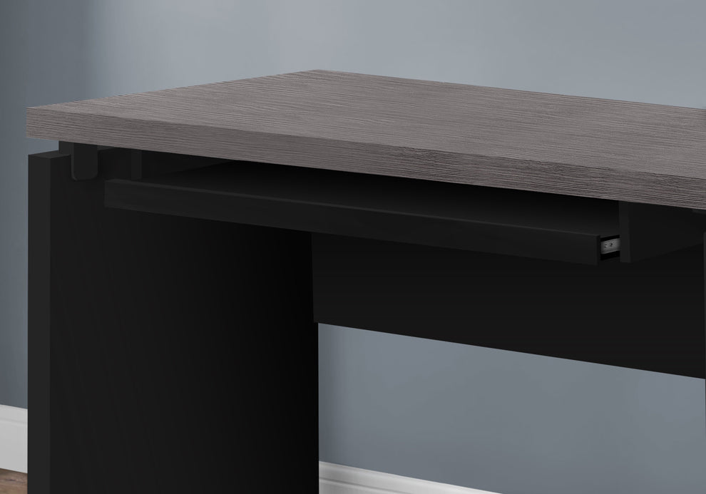 30.75" Black Particle Board MDF and Laminate Computer Desk with a Grey Top By Homeroots | Desks | Modishstore - 3