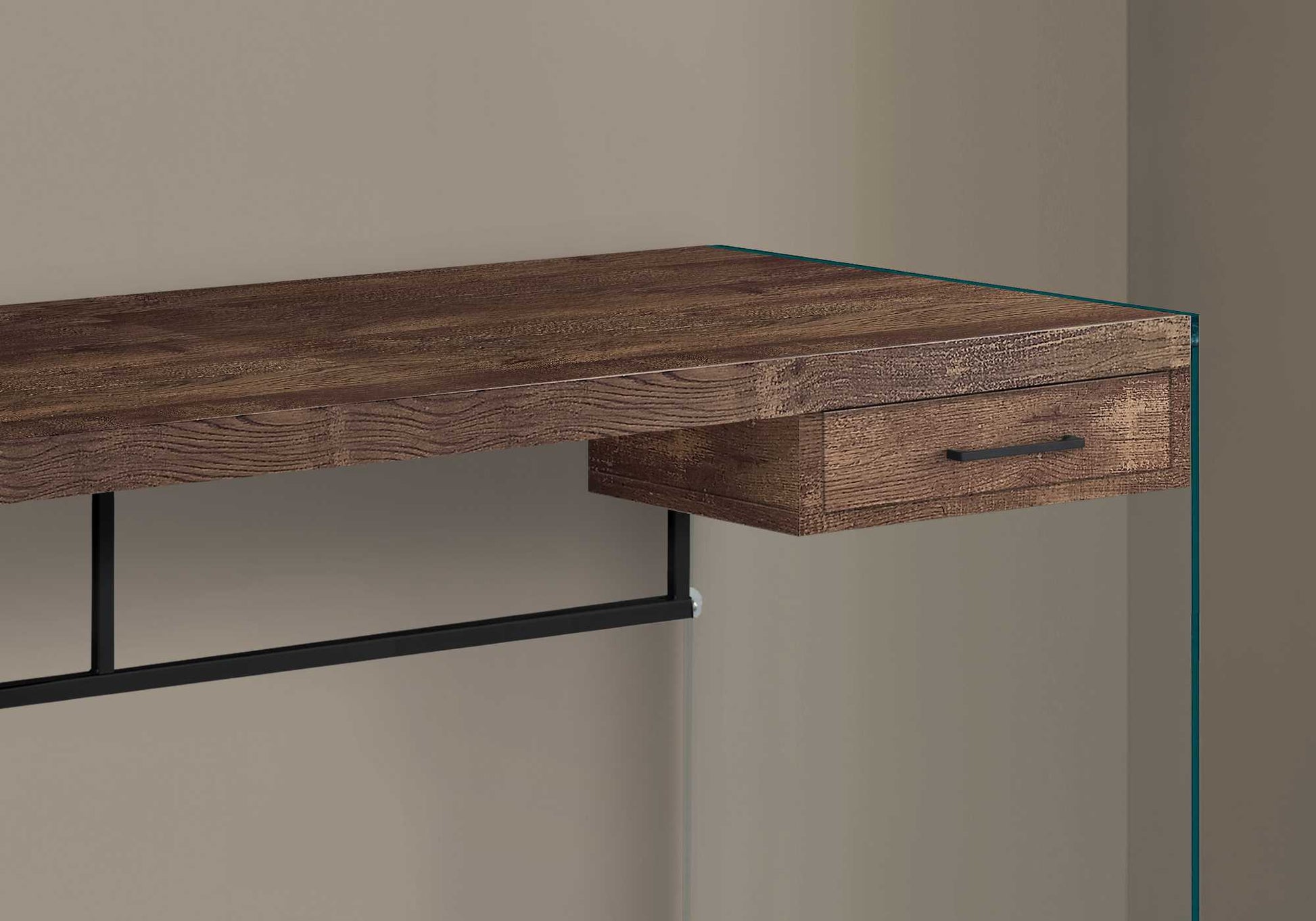 Brown Black Clear Particle Board Computer Desk By Homeroots | Desks | Modishstore - 2