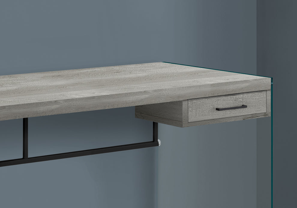 Grey Black Clear Particle Board Glass Metal Tempered Gl Computer Desk By Homeroots | Desks | Modishstore - 2