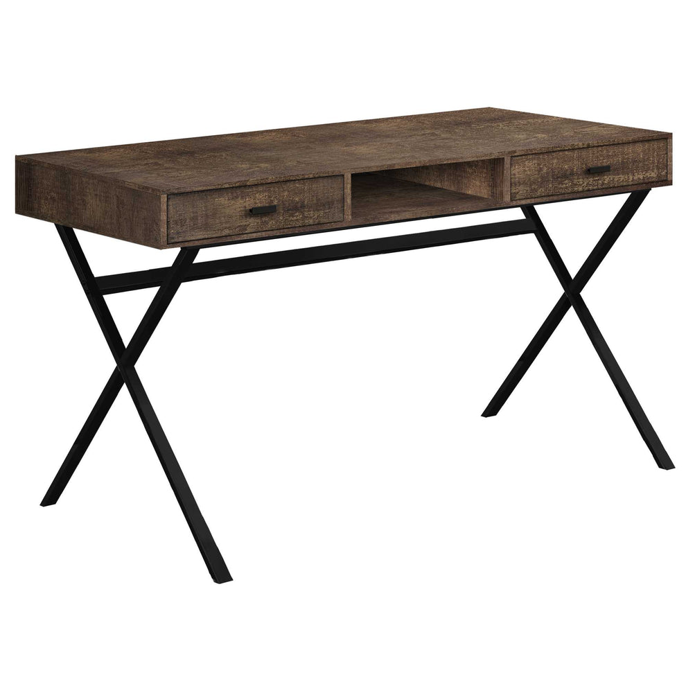 Brown Black Particle Board Metal Computer Desk By Homeroots - 333544 | Desks | Modishstore