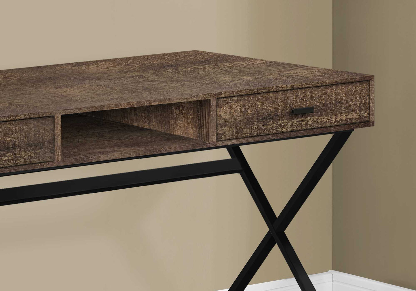 Brown Black Particle Board Metal Computer Desk By Homeroots - 333544 | Desks | Modishstore - 2