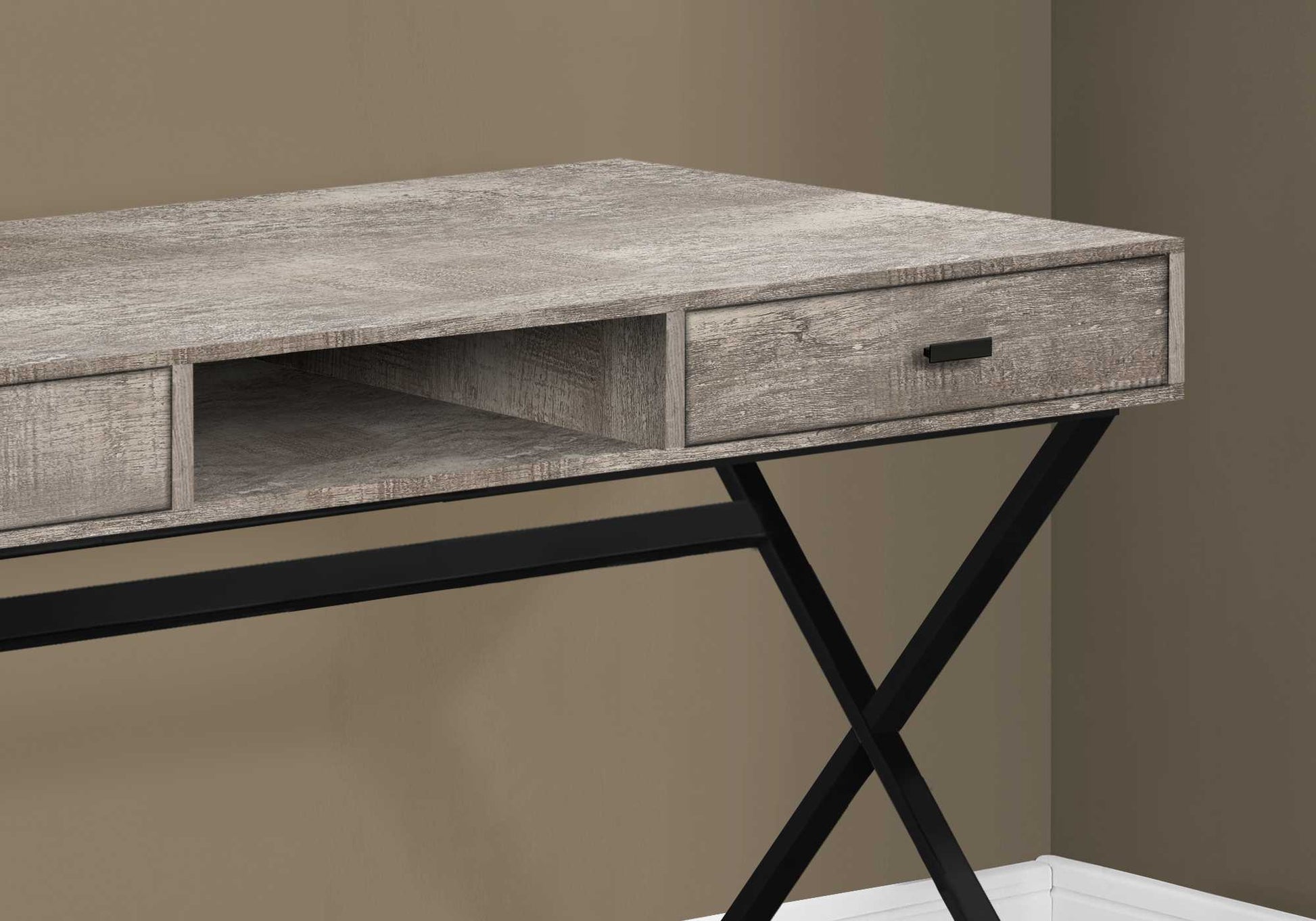 47" Rustic Taupe Computer Desk By Homeroots | Desks | Modishstore - 3