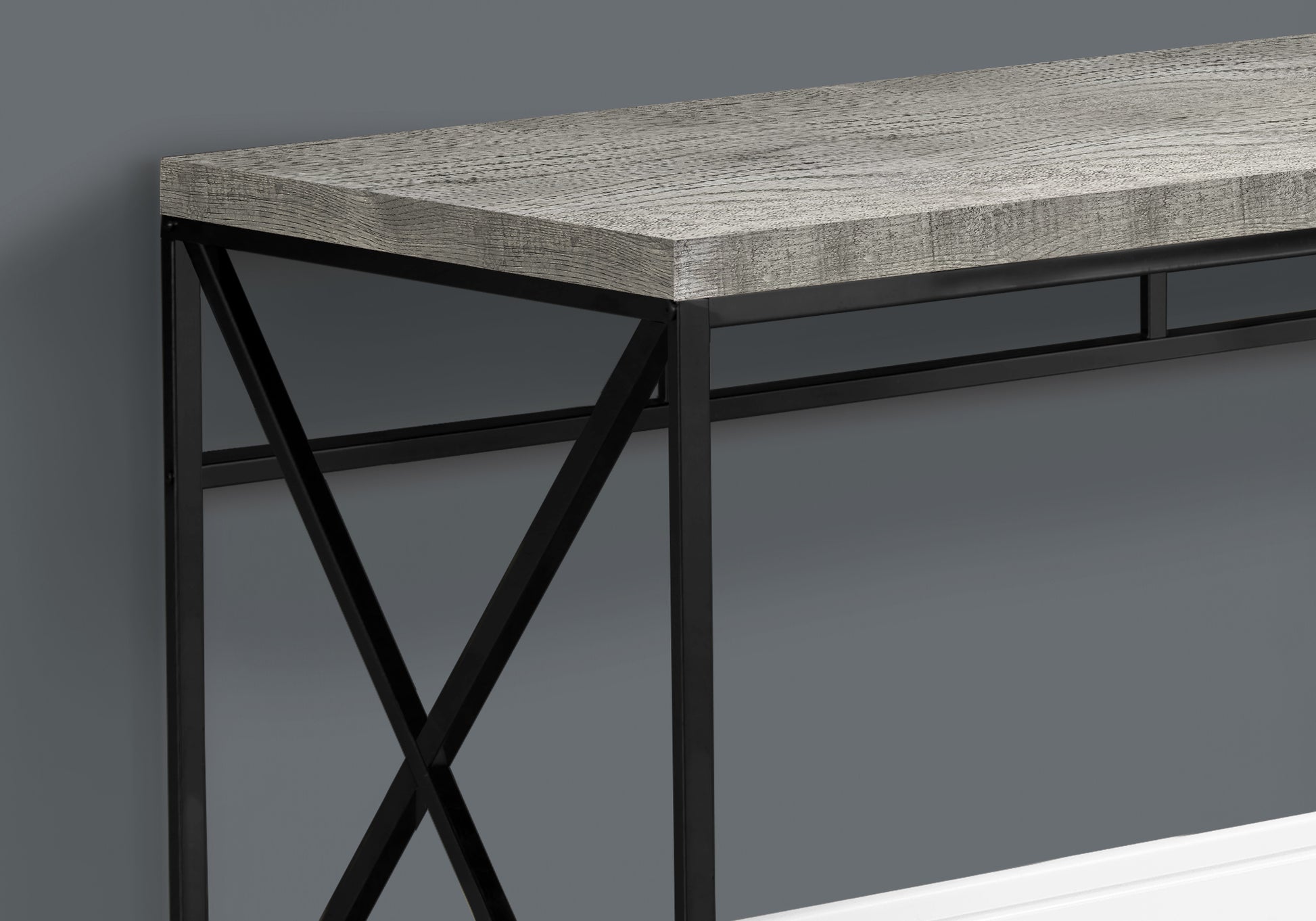 Grey Black Particle Board Metal Computer Desk By Homeroots | Desks | Modishstore - 2